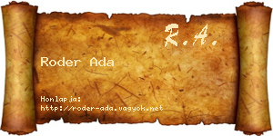 Roder Ada névjegykártya